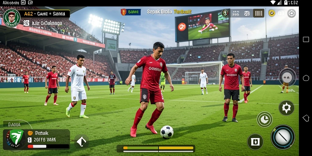 Screenshot gameplay <strong>AA62</strong> menampilkan aksi seru di lapangan sepak bola.