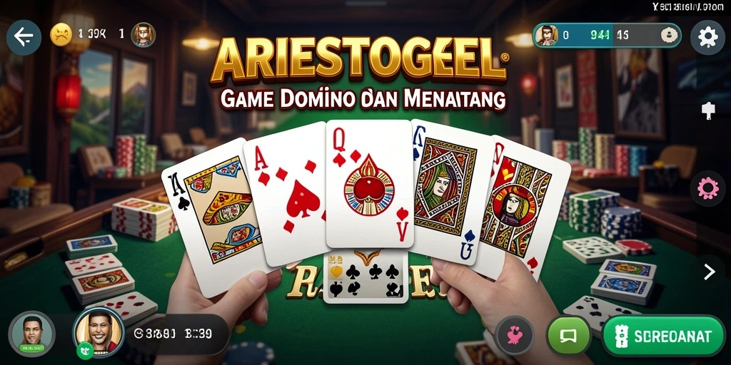 Tampilan gameplay seru ARIESTOGEL dalam permainan Domino.