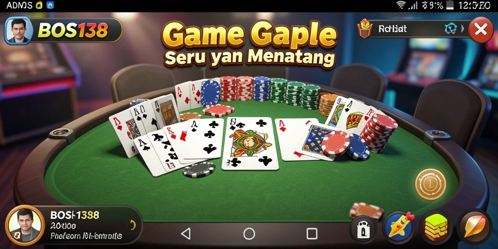 Tampilan gameplay Gaple yang seru dan interaktif di BOS138.