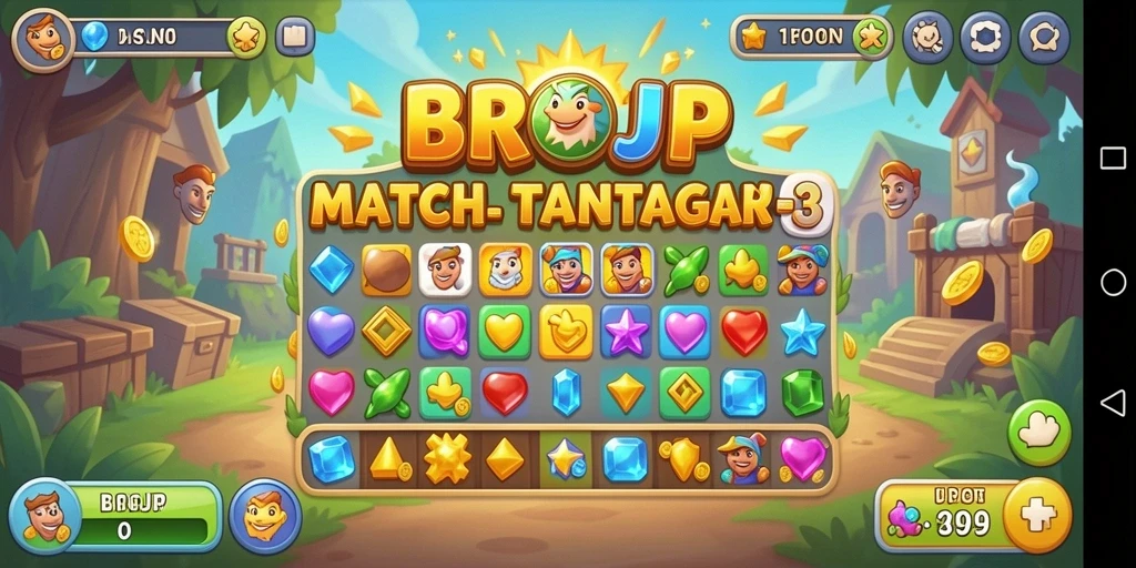 Tampilan gameplay menarik dalam BROJP, permainan Match-3 yang seru.
