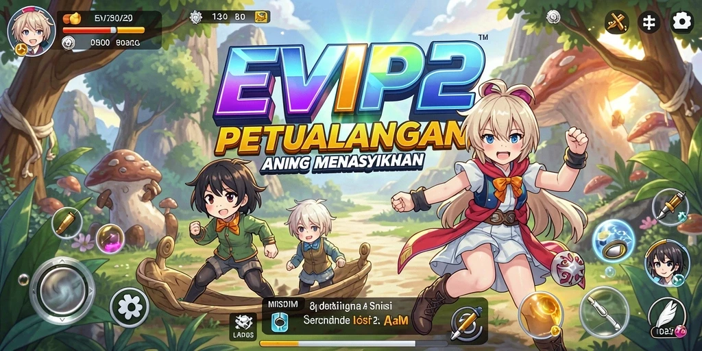 Tampilan visual menarik dari gameplay EVIP2 yang penuh warna.
