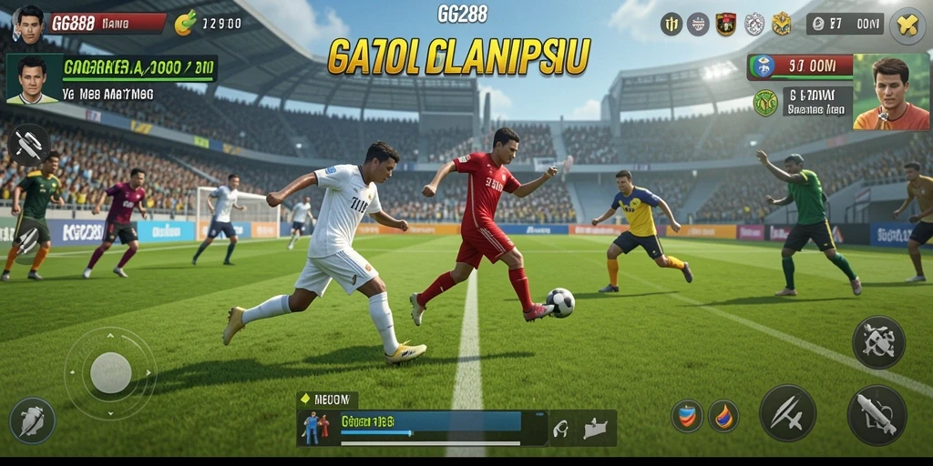 Screenshot utama GG288 menampilkan aksi seru di lapangan olahraga.