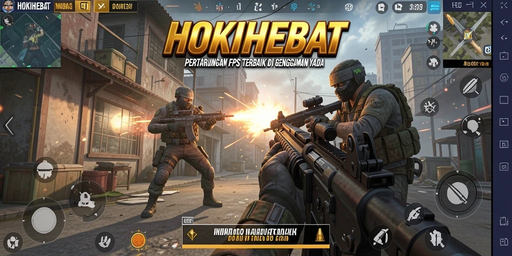 Gameplay menegangkan di HOKIHEBAT dengan pertempuran FPS.