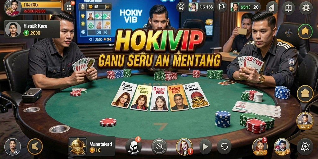Tangkapan layar gameplay HOKIVIP menampilkan suasana pertandingan poker yang seru.