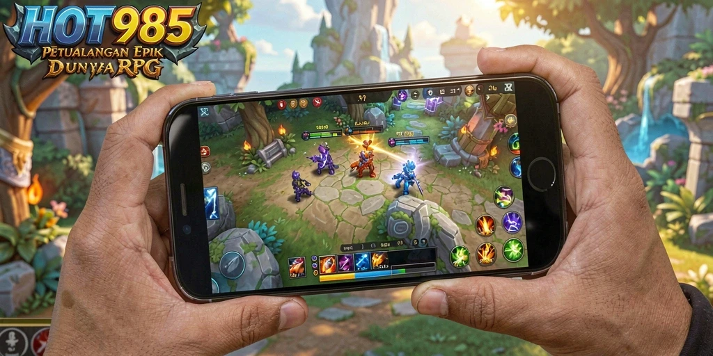 Screenshot HOT985 menampilkan pertarungan epik dalam dunia RPG yang memukau.