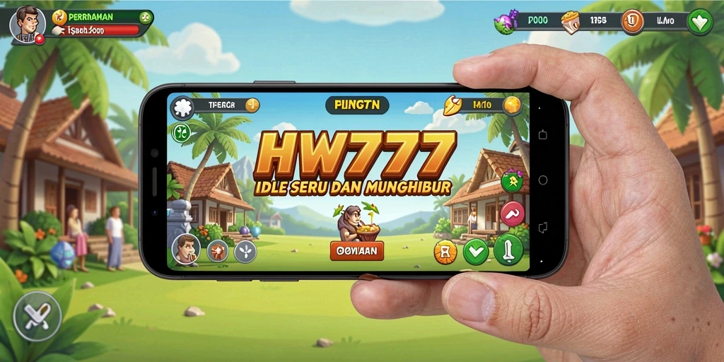 Screenshot HW777 menampilkan karakter dalam desain Idle yang menarik.