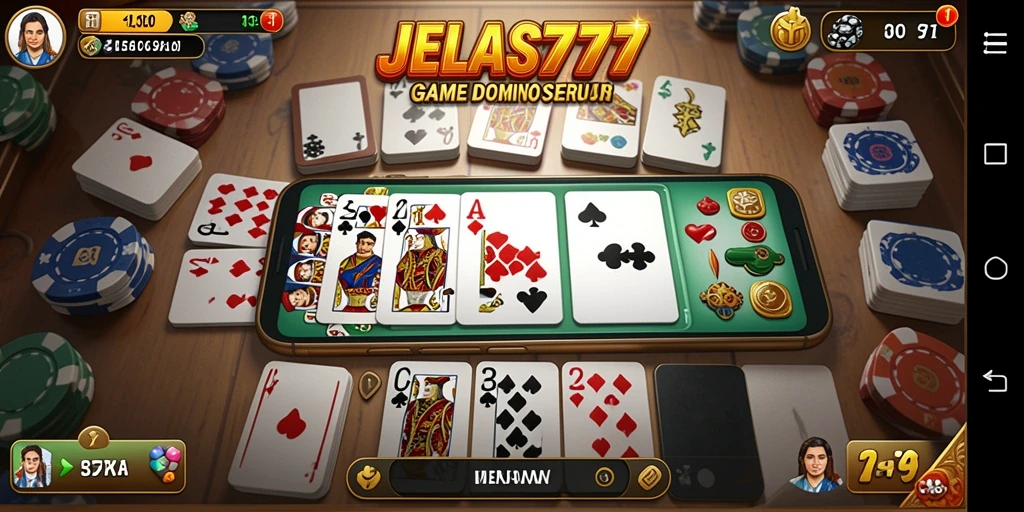 Tampilan asyik gameplay Domino di JELAS777 yang menantang.