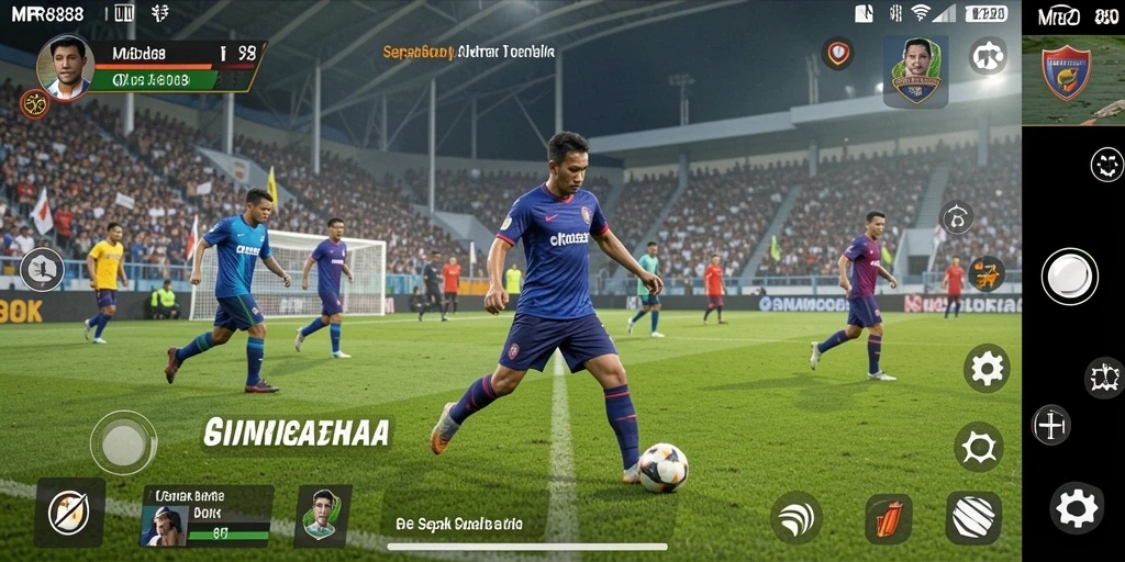 Tampilan gameplay MR888 dengan aksi sepak bola yang mendebarkan.