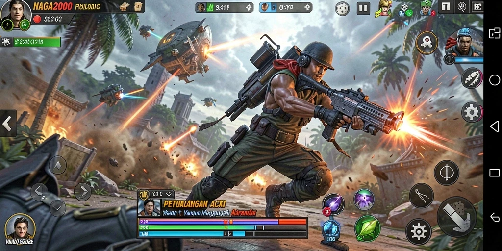 Tampilan gameplay NAGA2000 yang penuh aksi dan seru.