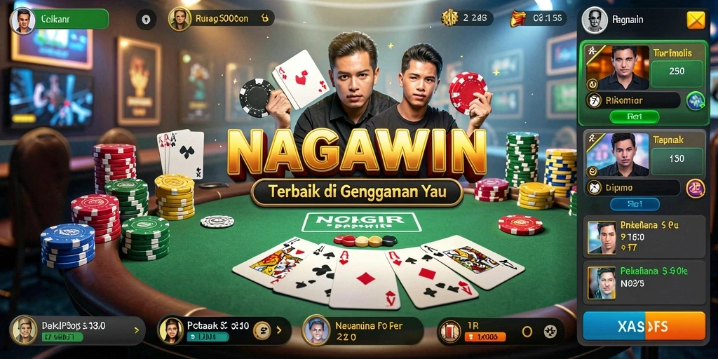 Tampilan gameplay mendebarkan dari NAGAWIN dengan pemain berinteraksi di meja Poker.