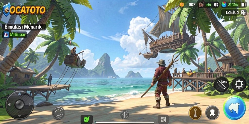 Screenshot utama OCATOTO menampilkan gameplay menarik dalam simulasi kehidupan.