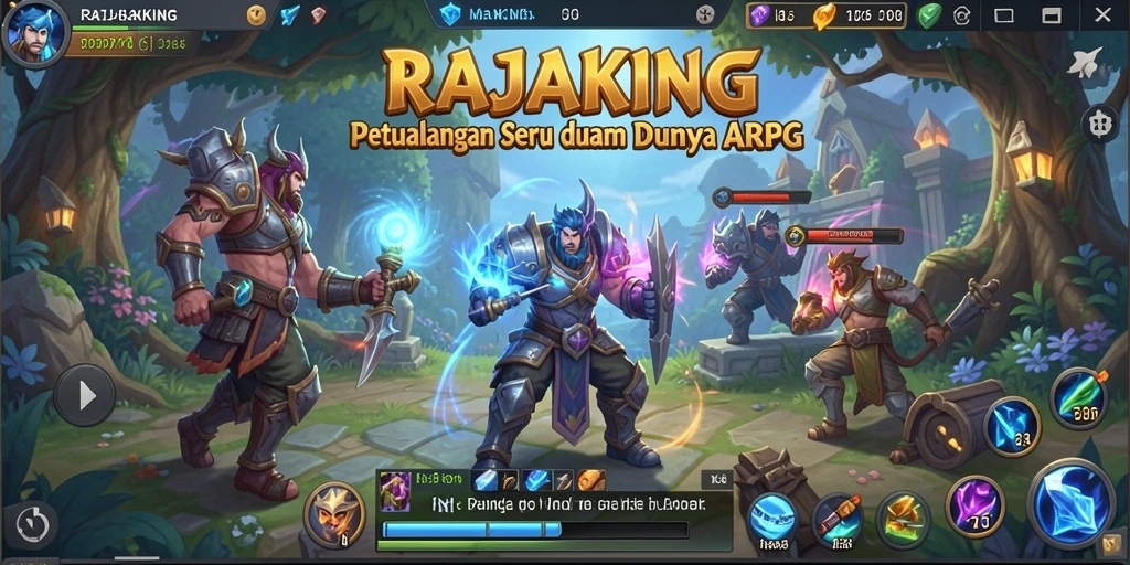 Tampilan gameplay seru RAJAKING dalam petualangan ARPG.
