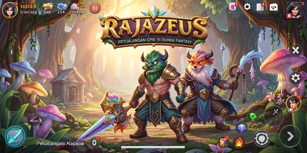 Tangkapan layar menampilkan aksi seru dalam permainan RAJAZEUS.