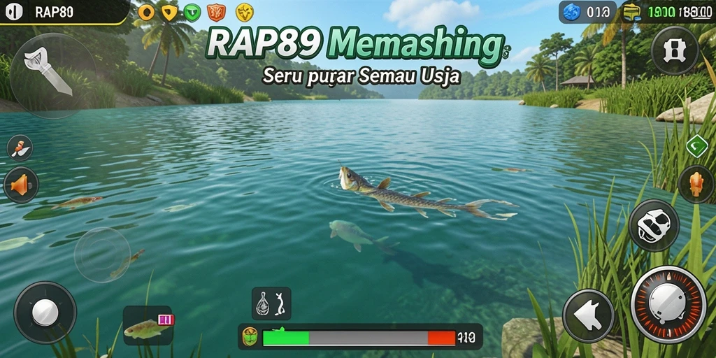 Tampilan gameplay menakjubkan RAP89 saat memancing di lautan.