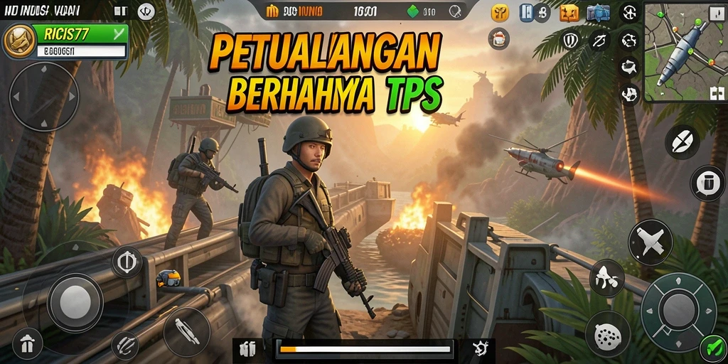 Tampilan gameplay RICIS77 dengan aksi menegangkan di medan perang.