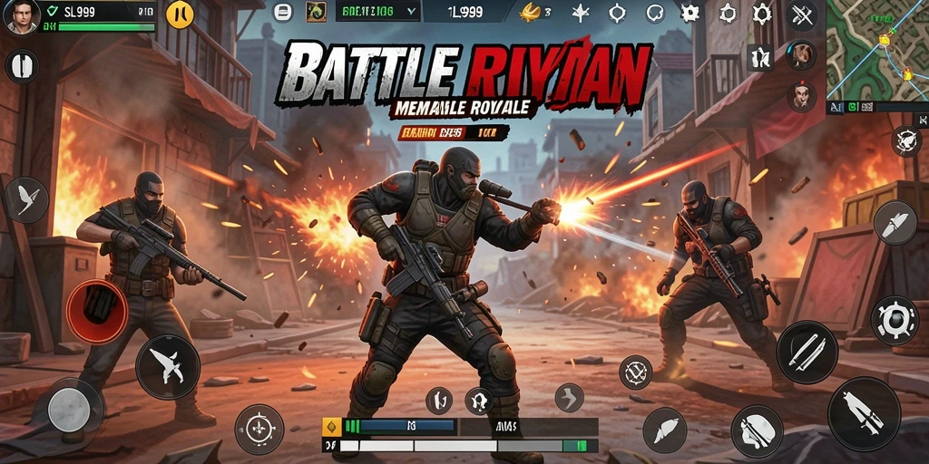 Screenshot SL999 menampilkan aksi mendebarkan dalam gameplay Battle Royale.