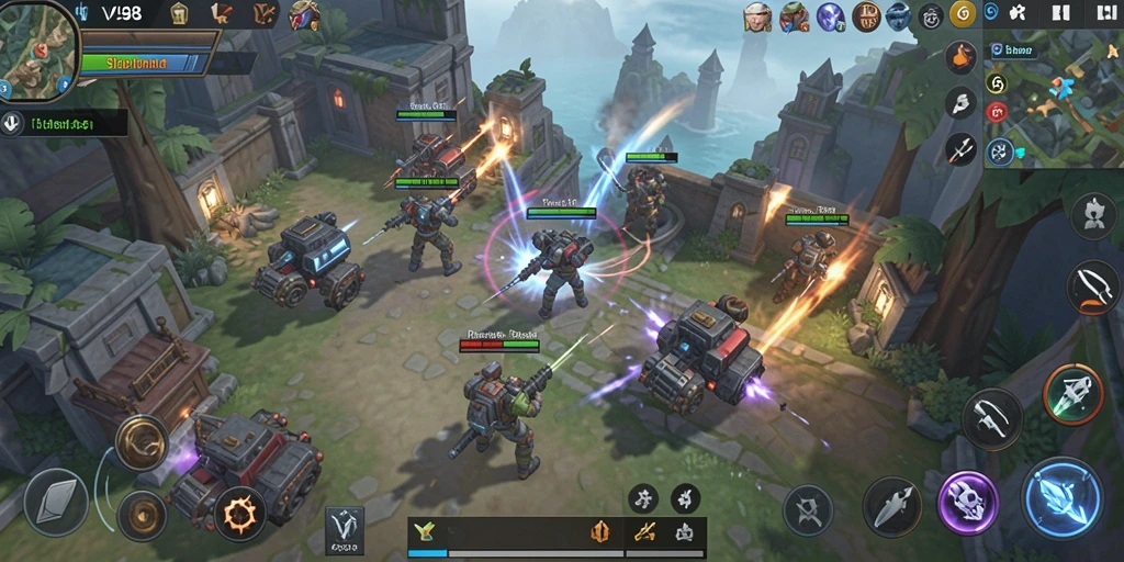 Tampilan gameplay V98 yang menarik dengan aksi strategis.