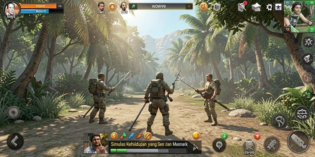 Tampilan menarik gameplay WOW99 yang menggambarkan kehidupan sehari-hari.