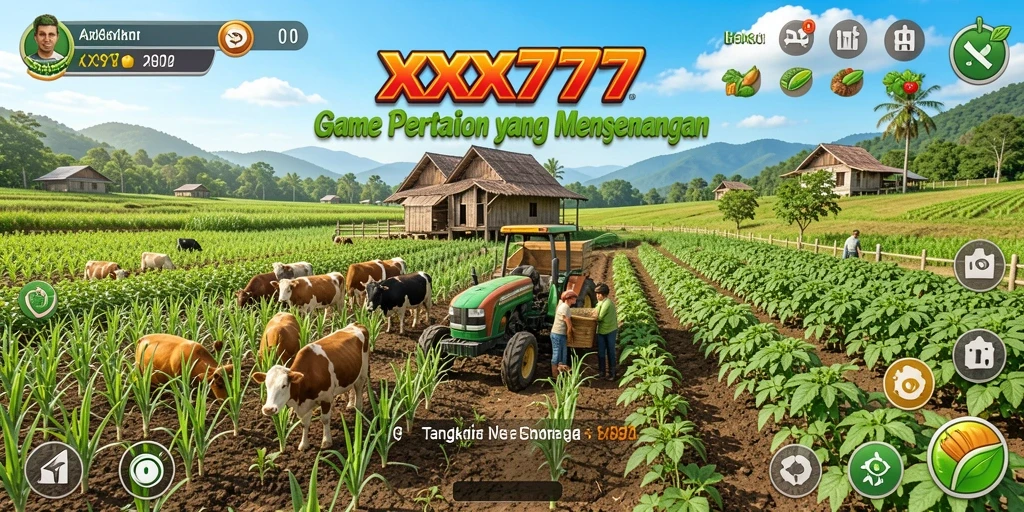Gameplay menarik dari XXX777 menampilkan dunia pertanian yang indah.
